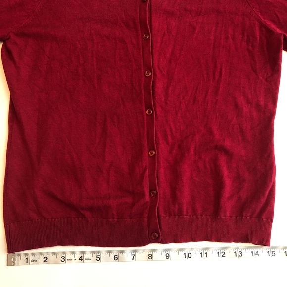 August Silk Knit Red Cardigan Sweater Medium - Picture 9 of 11